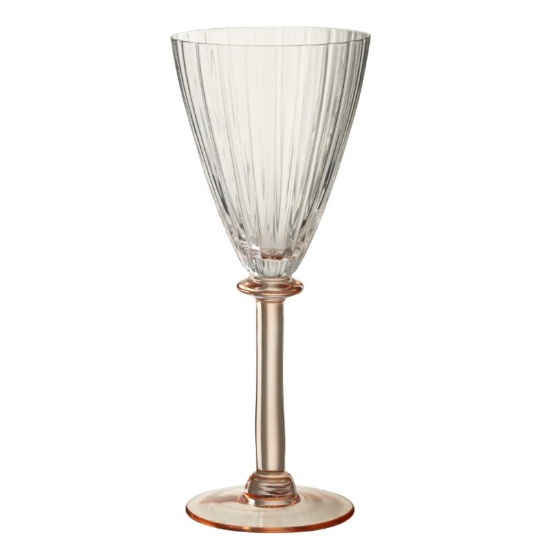 Verre à vin pied rose en verre transparent  9.5x8.5x23 cm